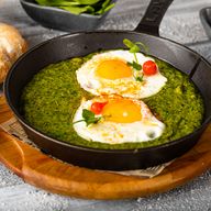 SPANAC CU OCHIURI ouă, spanac,usturoi, cremă de gătit vegetală